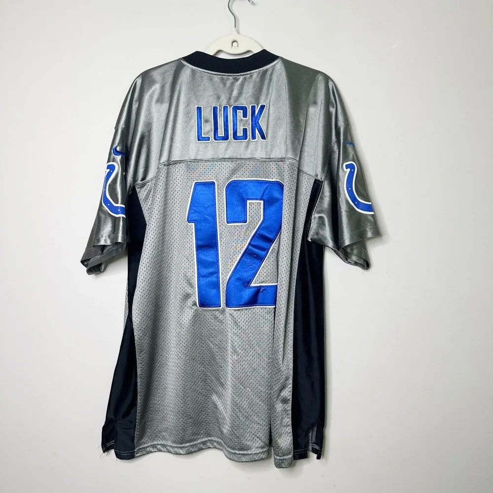 Nike Indianapolis Colts NFL Andrew Luck #12 Alternate Silver Jersey Size 52